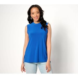Maya J Women's Top Plus Sz 3X Italia Knit Sleeveless Mock Neck Blue A647092